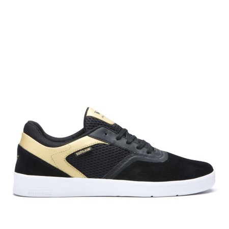 Supra Saint Mens Low Tops Shoes Black/Gold UK 34EMD